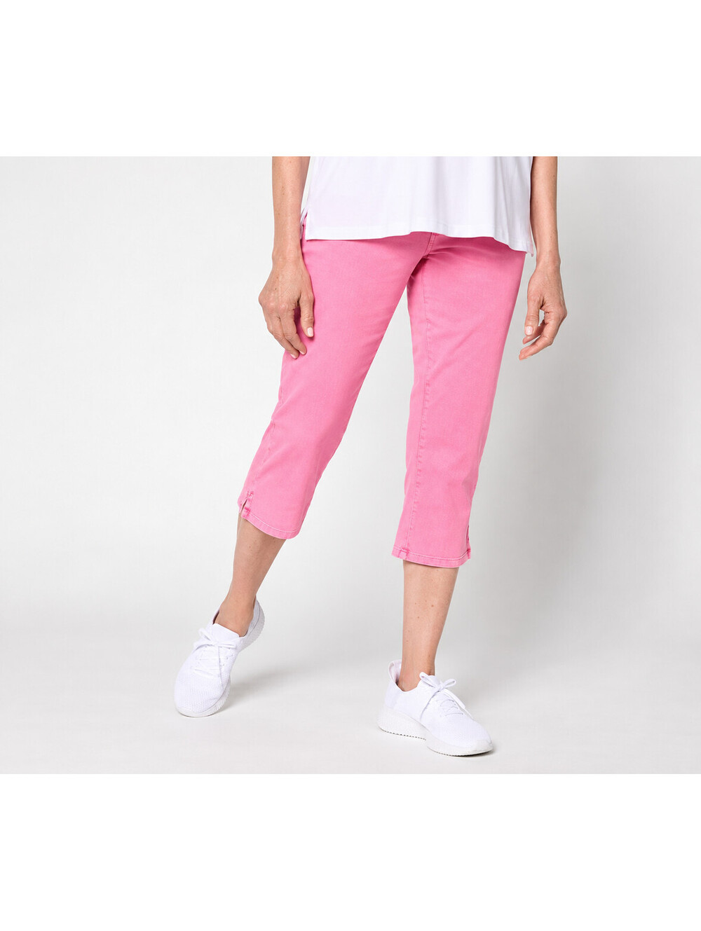 Belle by Kim Gravel Regular Delray Denim Straight Leg Capri Pant Washed Pink, 30
